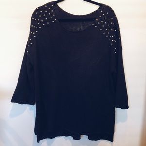 Black sweater with studded sleeves